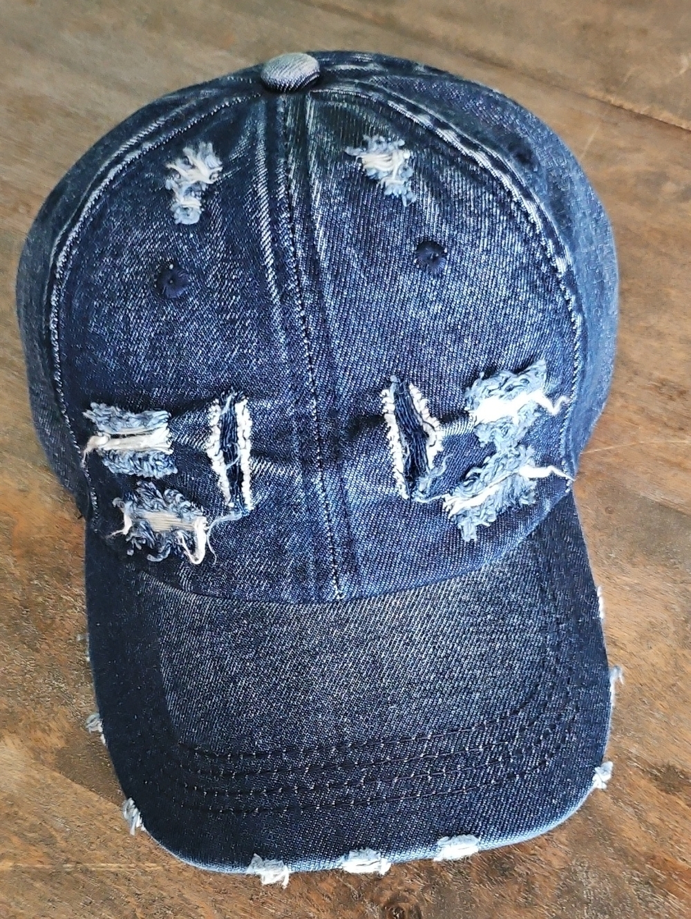NWT Denim Distressed Baseball Cap
